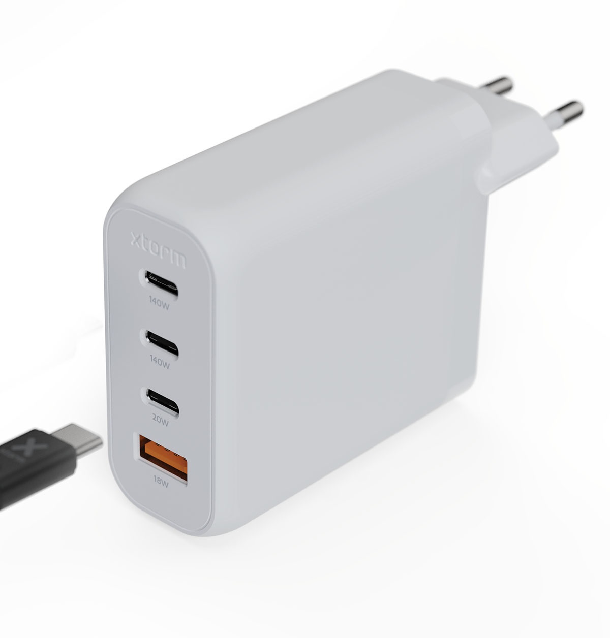 Xtorm GaN2-Ultra - Caricatore domestico 140W con 4 porte, tecnologia GaN, Power Delivery e Quick Charge, compatibile con smartphone, tablet e laptop, colore Bianco