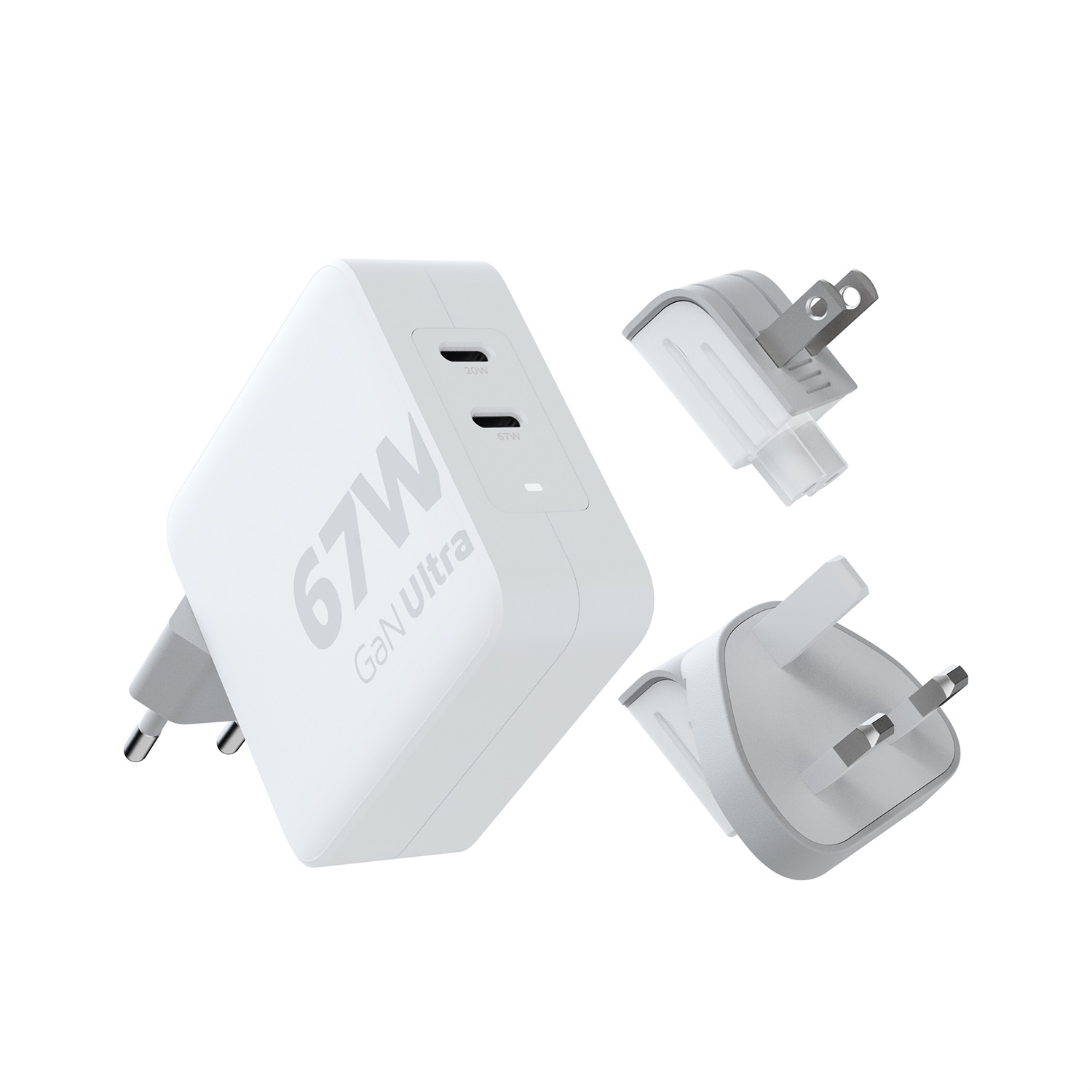 Xtorm XVC2067 Caricatore USB-C GaN-Ultra 67W con 2 porte e cavo da 2m - Bianco