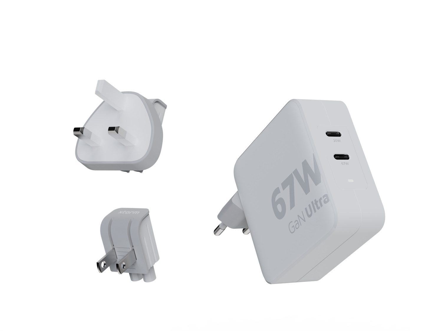 Xtorm XVC2067 Caricatore USB-C GaN-Ultra 67W con 2 porte e cavo da 2m - Bianco