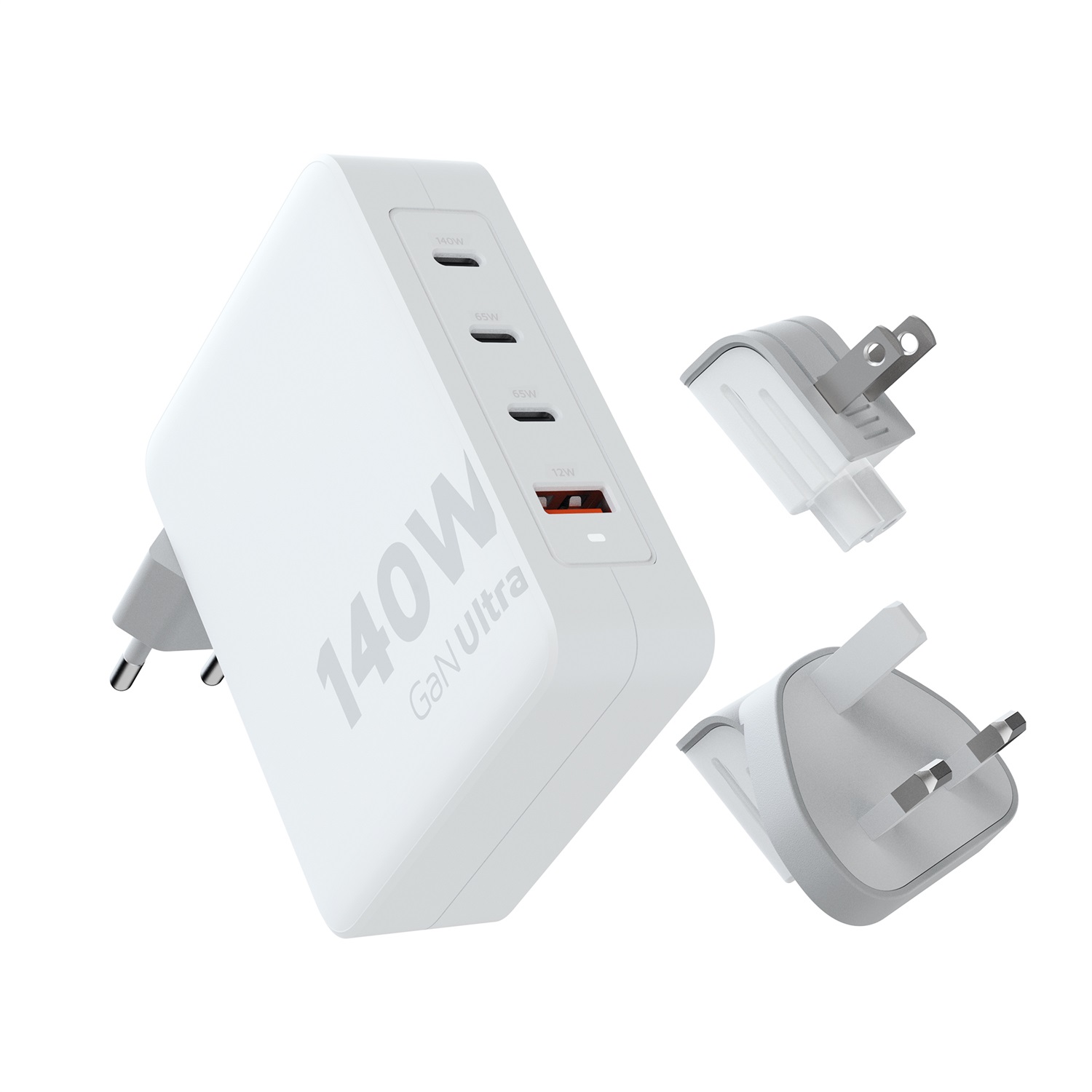 Xtorm XVC2140 Caricabatterie Interno Universale 140W GaN Ultra con 3 Porte USB-C e Cavo da 2m Bianco