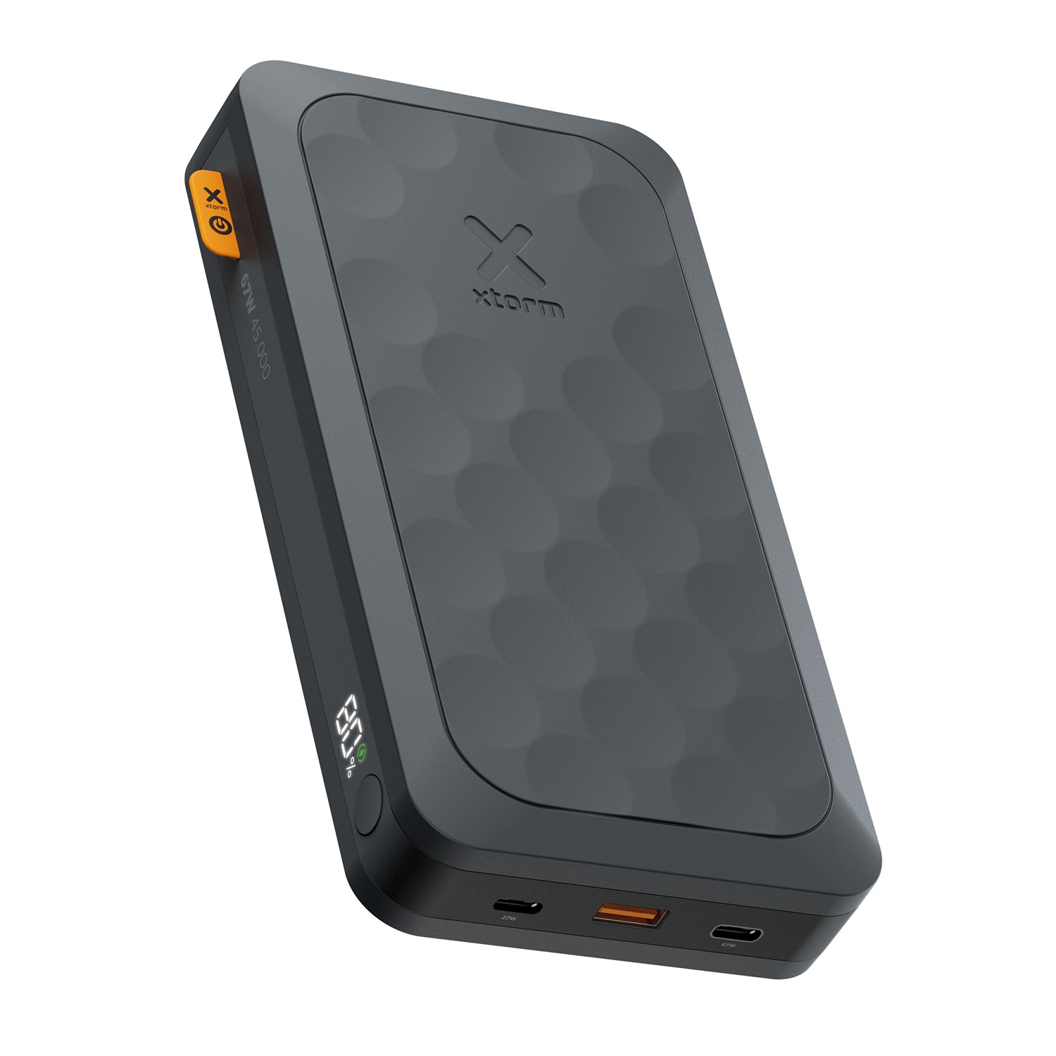 Xtorm Power Bank Fuel Series 5 - 67W, 45000mAh, 2 USB-C, 1 USB-A, Display LED, Materiale Riciclato, Nero