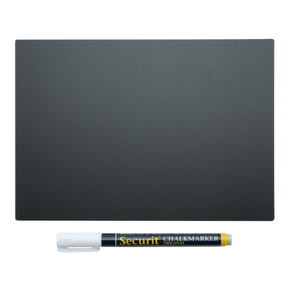 Securit Set 10 Targhette Nere A5 Scrivibili e Cancellabili con Pennarello e Supporti