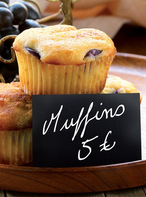 Securit® Lavagne scrivibili a gesso liquido Tag A8 nere - Set da 20 pezzi con pennarello e supporti