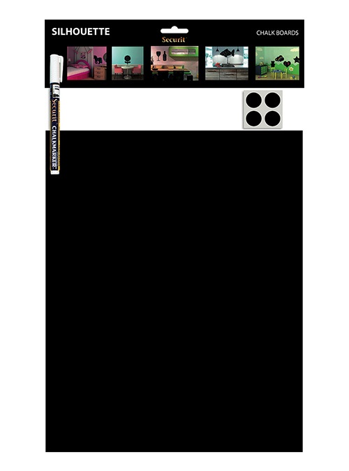 Securit Lavagna da Parete Silhouette Gatto - 45,5 x 29 cm - Nero con Pennarello Bianco