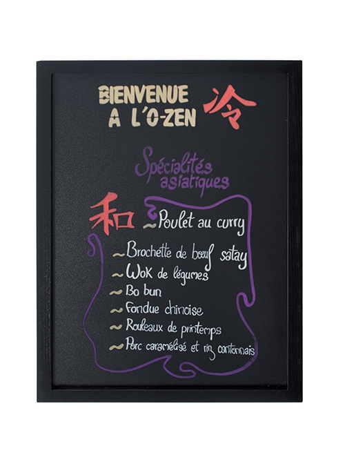 Securit Lavagna Woody 40x60 cm con Cornice in Legno Laccato Nero e Pennarello a Gesso Liquido Incluso