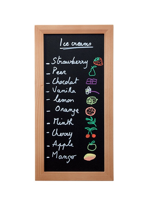 Securit Lavagna Woody 20x40 cm in Legno Teak - Superficie Nera Antigraffio e Resistente ai Raggi UV, Kit di Montaggio Incluso