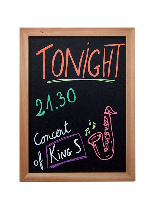 Securit Lavagna Woody 30x40 cm in Legno Teak - Superficie Nera Antigraffio e Resistente ai Raggi UV con Pennarello Incluso