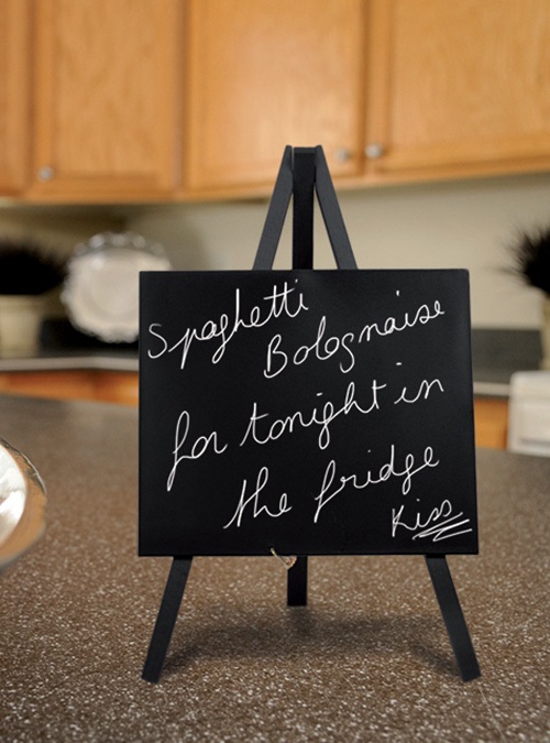 Securit Mini Lavagna con Cavalletto Nero - 24,4 x 15 cm - Scrivibile e Cancellabile, Inclusa Pennarello a Gesso Liquido