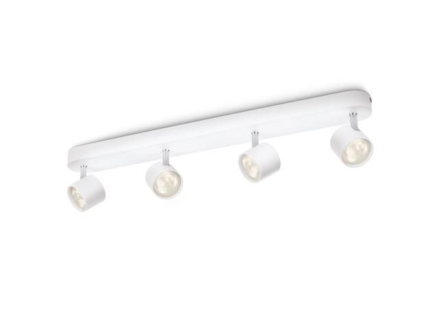 Philips Faretti Star LED Dimmable, 4 Punti Luce Orientabili, 5W, Base Tonda, Bianco