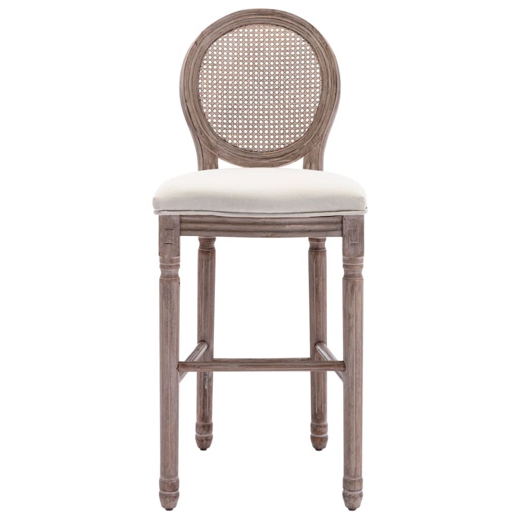vidaXL Sedie da Bar 2 Pezzi 48x52x123 cm in Tessuto e Rattan Bianco Crema - Design Barocco