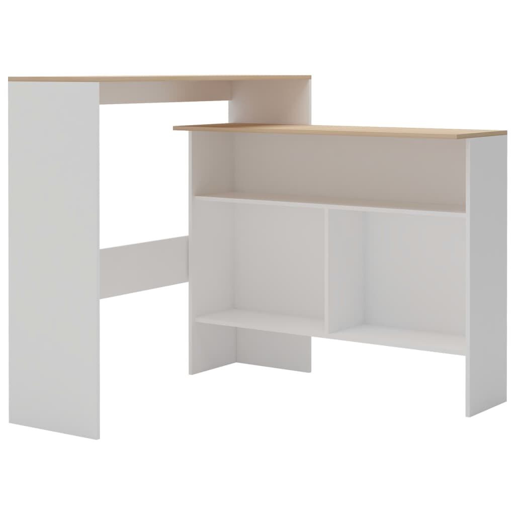 vidaXL Tavolo da Bar 2 Livelli Bianco e Rovere 130x40x120cm - Funzionale, Stabile e Elegante
