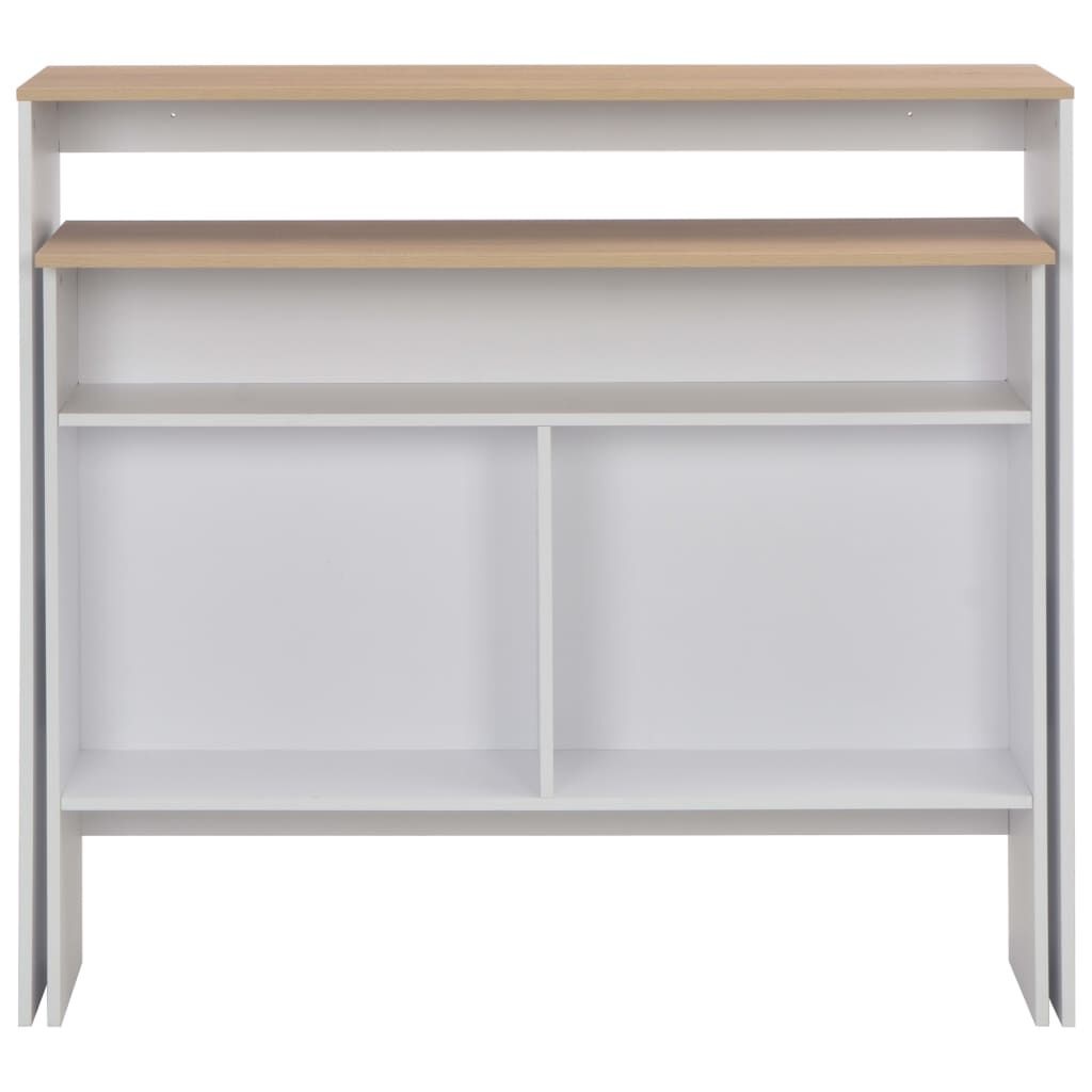 vidaXL Tavolo da Bar 2 Livelli Bianco e Rovere 130x40x120cm - Funzionale, Stabile e Elegante