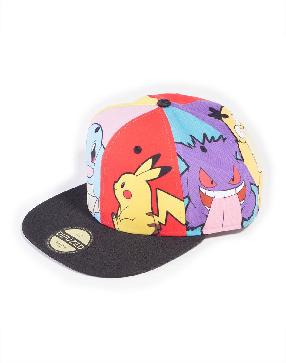 Difuzed Cappellino Snapback Pokemon Multi Personaggi - Regolabile, 100% Poliestere, Unisex
