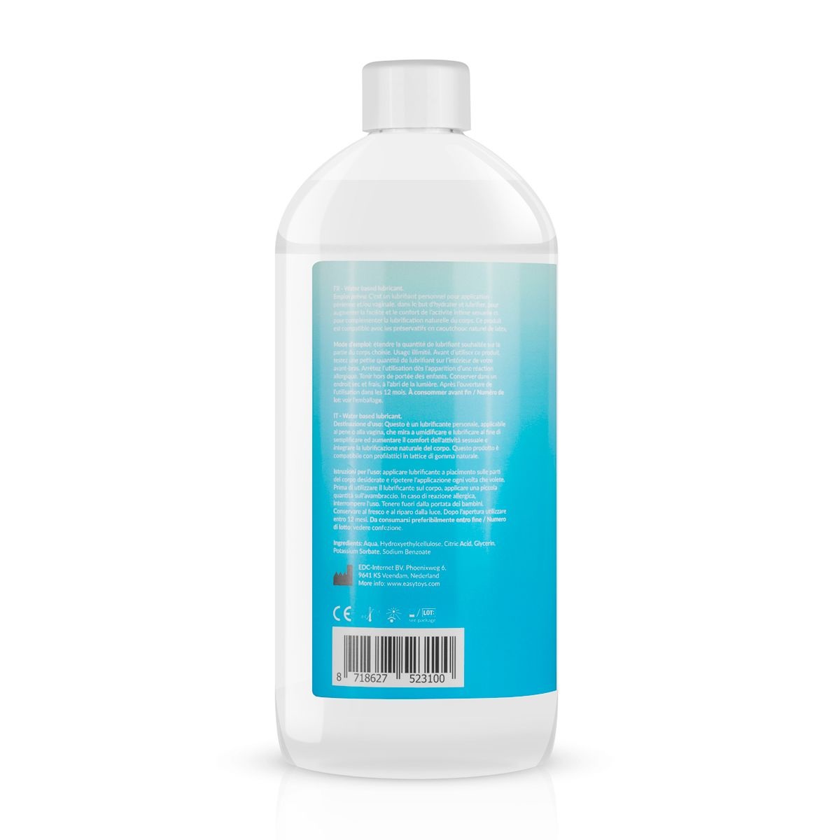 EasyGlide Lubrificante a Base d'Acqua 500 ml - Sicuro con Preservativi e Giocattoli, Formula Non Grassa e Senza Parabeni