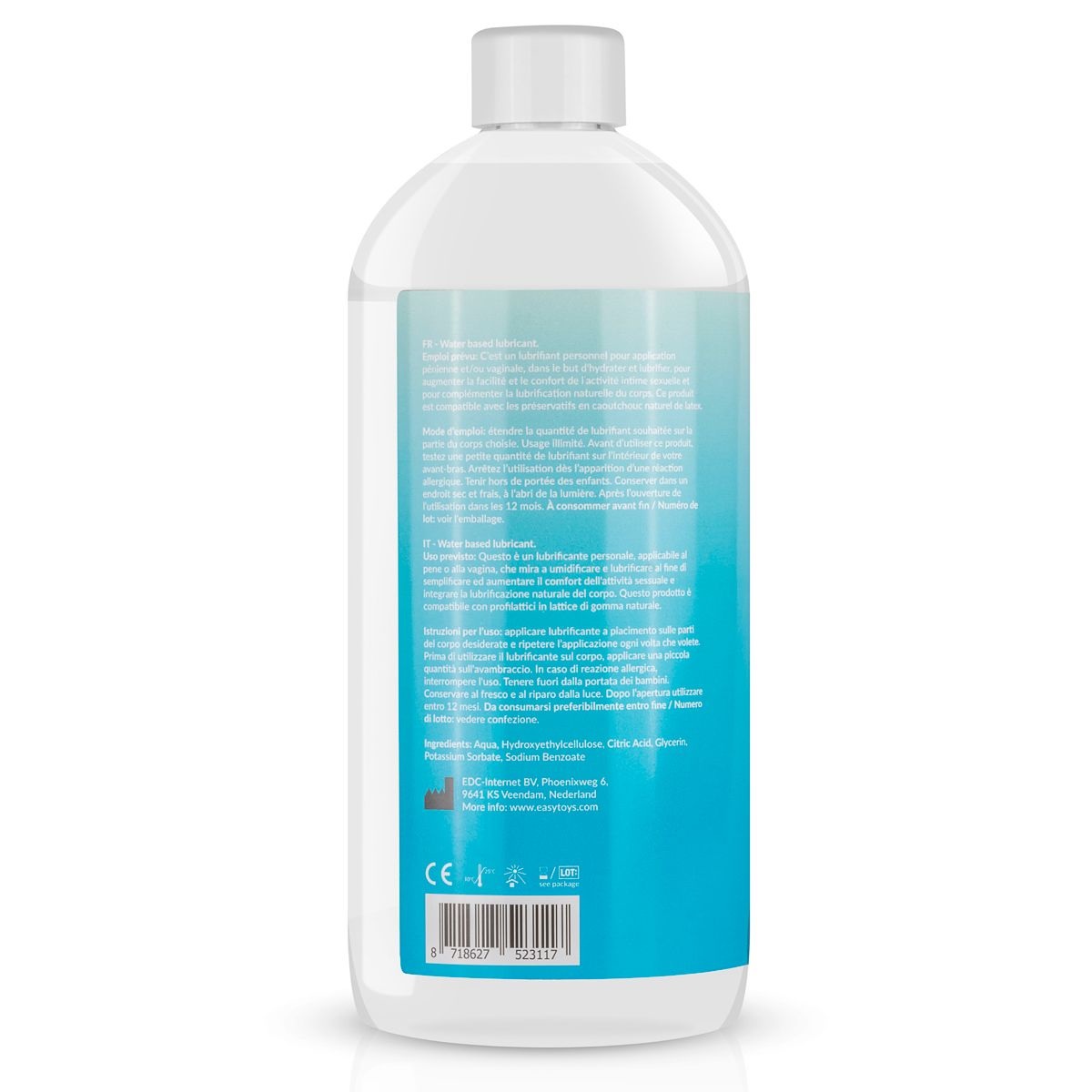 EasyGlide Lubrificante a Base d'Acqua 1000 ml - Alta Qualità Tedesca, Non Grasso e Facile da Rimuovere