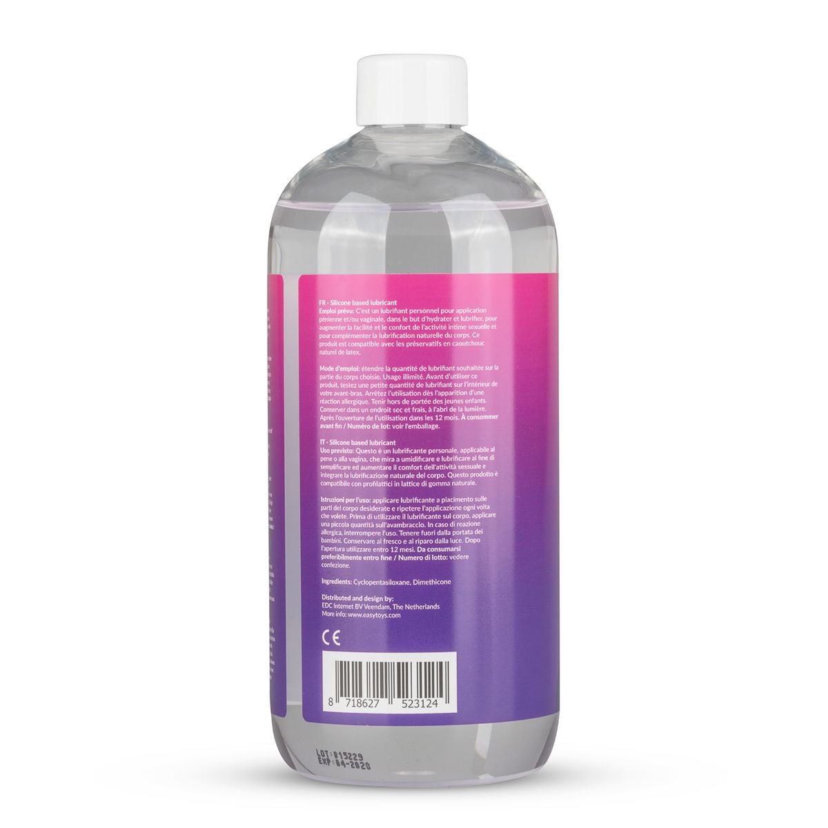 EasyGlide Lubrificante al Silicone 500 ml - Trasparente, Inodore, Dermatologicamente Testato, Compatibile con Preservativi