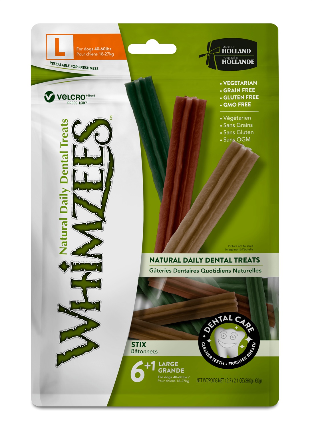 WHIMZEES Stick Dentali L per Cani di Grande Taglia (18-27kg) - 7 Pezzi, Ingredienti Naturali e Senza Cereali