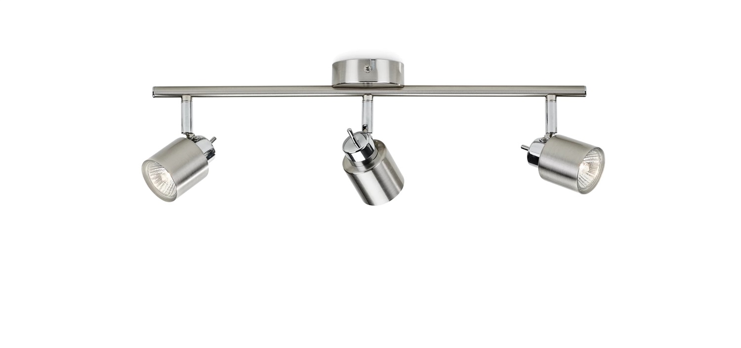 Philips Meranti Faretto da Interno con 3 Luci GU10 in Metallo e Vetro Cromo Satinato