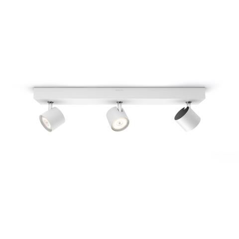 Philips Lighting Faretti Star - Faretto a soffitto/parete con 3 Punti Luce Orientabili, LED integrato 5W, Base Rettangolare, Bianco, Potenza Totale 13,5W, Flusso Luminoso 1500lm
