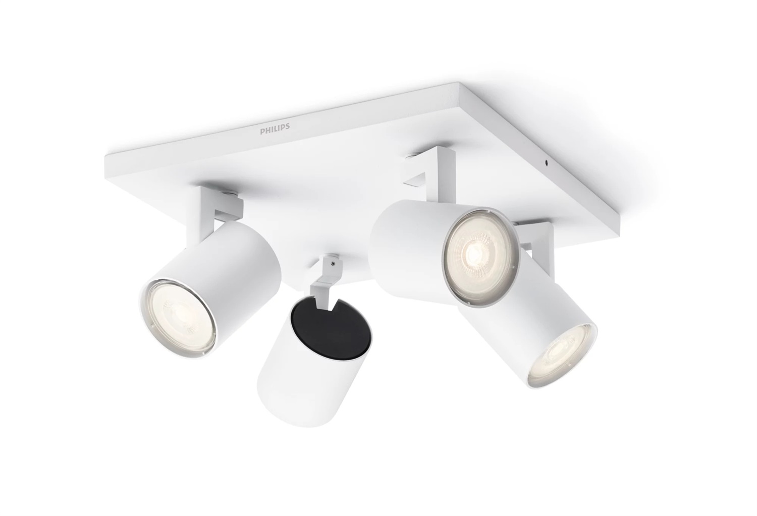 Philips myLiving 5309431P0 Spot LED Runner 4 Faretti, 920LM, Bianco, Metallo, 3.5W, Dimmerabile, Teste Orientabili, 24 x 24 x 10.9 cm