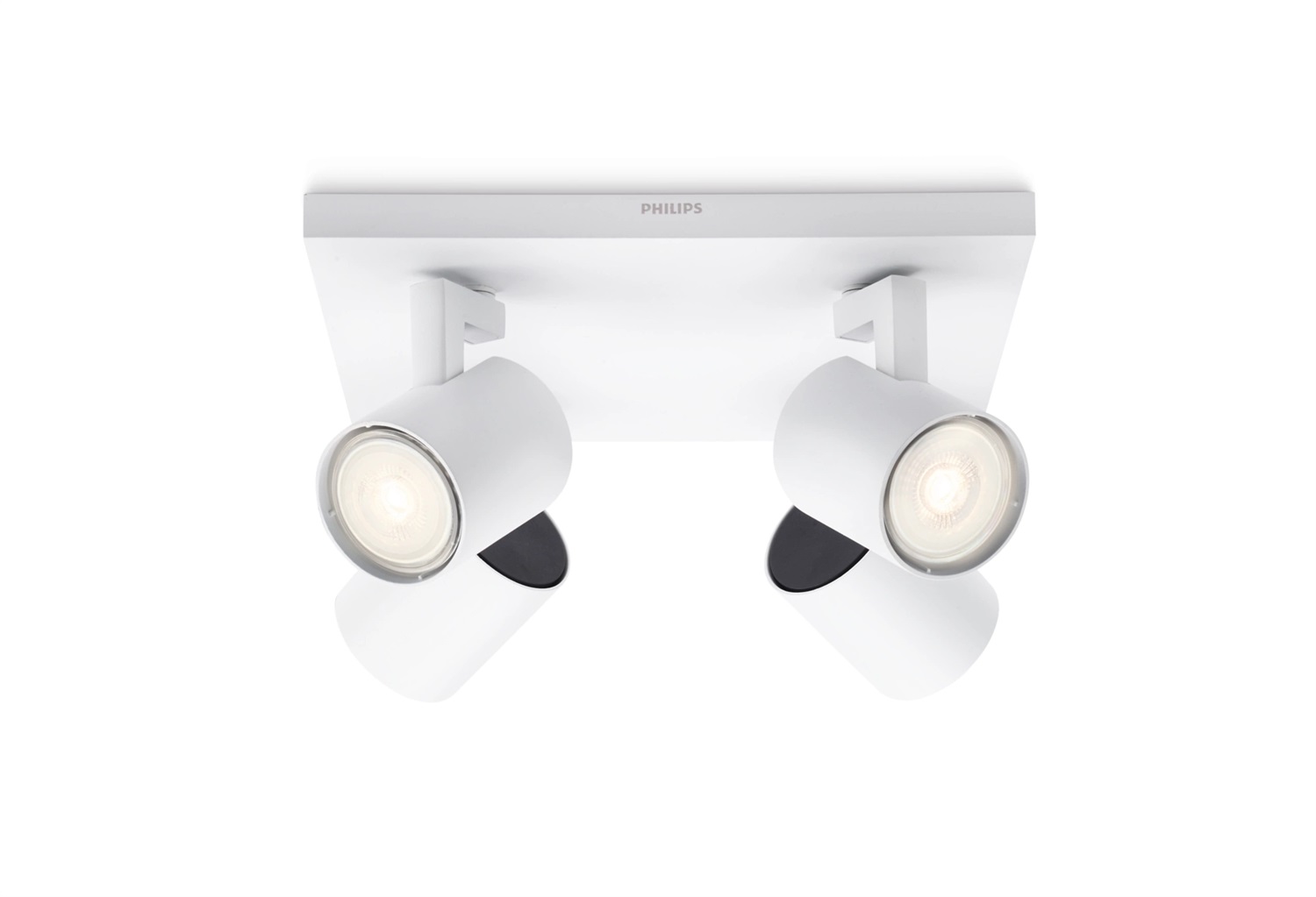 Philips myLiving 5309431P0 Spot LED Runner 4 Faretti, 920LM, Bianco, Metallo, 3.5W, Dimmerabile, Teste Orientabili, 24 x 24 x 10.9 cm
