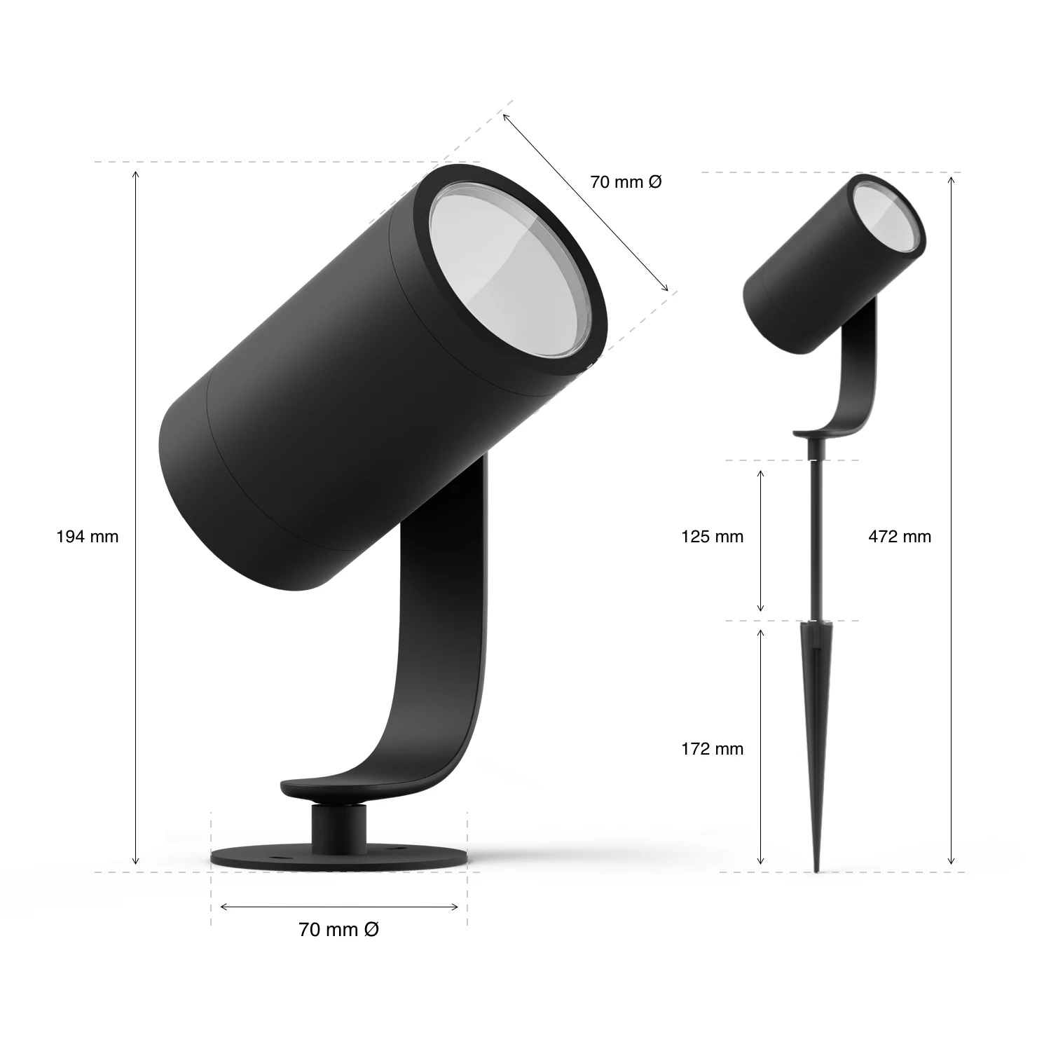 Philips Hue White and Color Ambiance Lily Faretto da Esterno LED Smart, 8 W, Nero, Kit Base con 3 Punti Luce e Alimentatore Incluso