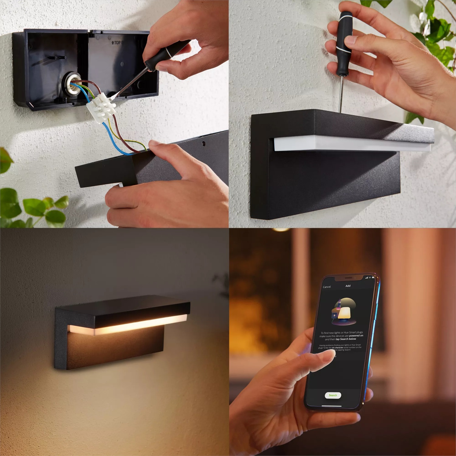 Philips Hue White and Color Ambiance Nyro - Lampada da Parete da Esterno Smart, Nero, 16 Milioni di Colori, Dimmerabile