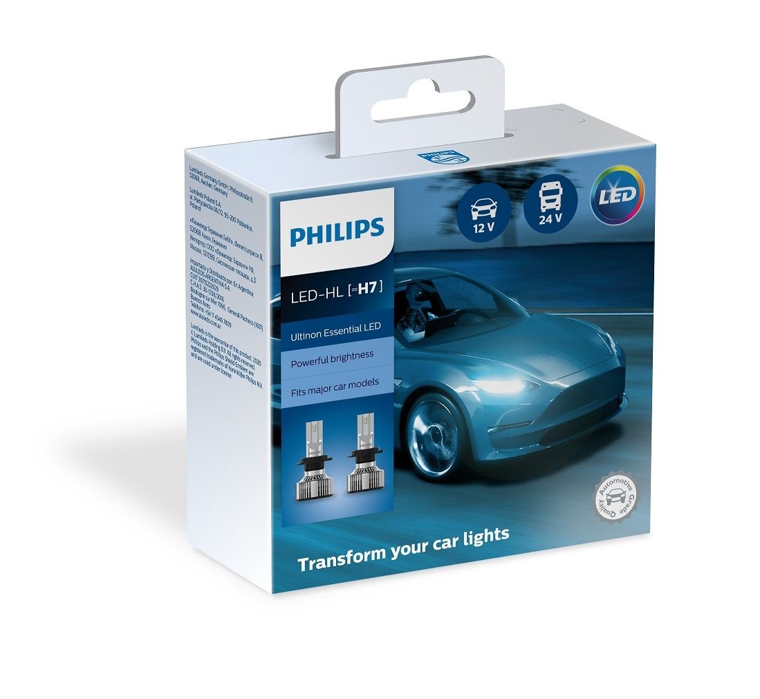 Philips Ultinon Essential G2 LED H7 20W 6500K Super White Light - Confezione da 2 lampadine per auto
