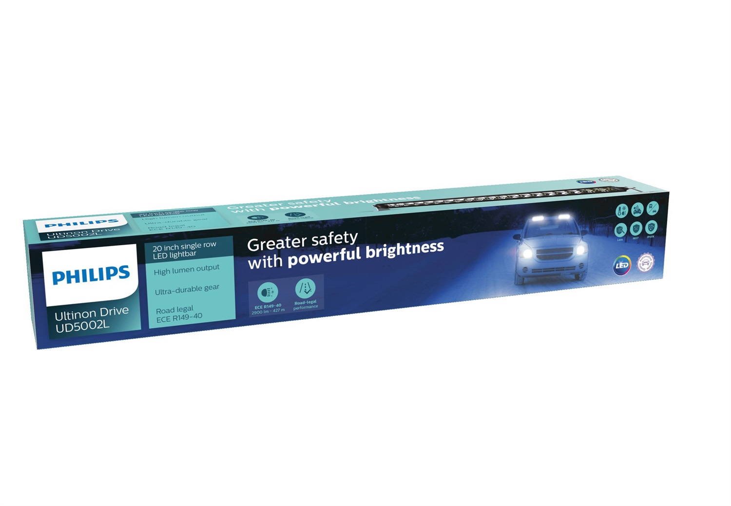 Philips Ultinon Drive 5002L - Luce Ausiliaria LED Abbagliante, 2900 Lumen, 12V/24V, Fascio fino a 427 Metri