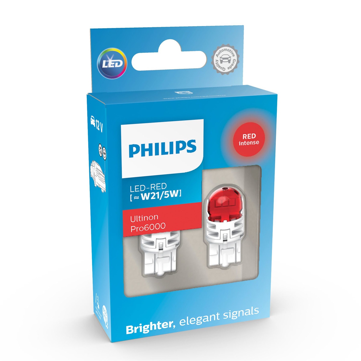 Philips Ultinon Pro6000 LED W21/5W 7443 T20 Lampadina di segnalazione per auto - Rosso Bianco Ambra, Due Contatti, Alta Visibilità