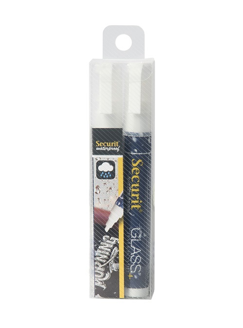 Securit Marcatore a Gesso Liquido Waterproof Bianco 2-6mm - Confezione da 2 Pezzi