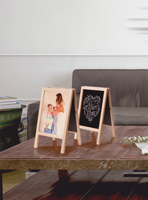 Securit Mini Lavagna Sandwich - 25 x 15,2 cm - Faggio - Bifacciale, Scrivibile e Cancellabile, Resistente ai Raggi UV, Ideale per Caffè e Ristoranti