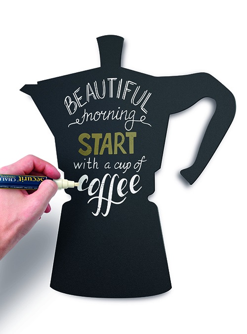 SECURIT Lavagna da Parete 'Moka' Silhouette - 30 x 50 cm - Nero - Melammina e Resina con Pennarello e Adesivi