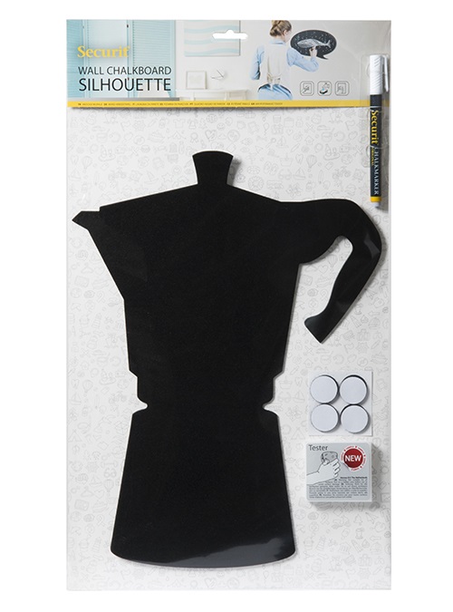 SECURIT Lavagna da Parete 'Moka' Silhouette - 30 x 50 cm - Nero - Melammina e Resina con Pennarello e Adesivi