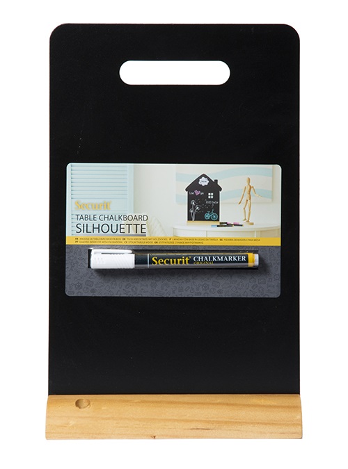 Securit Lavagna da Tavolo CARRY con Maniglia - Doppia Faccia Removibile, Base in Legno Laccato, 33,5 x 21 x 6 cm, 1 Marcatore a Gesso Liquido Incluso