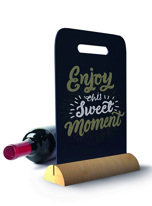 Securit Lavagna da Tavolo CARRY con Maniglia - Doppia Faccia Removibile, Base in Legno Laccato, 33,5 x 21 x 6 cm, 1 Marcatore a Gesso Liquido Incluso