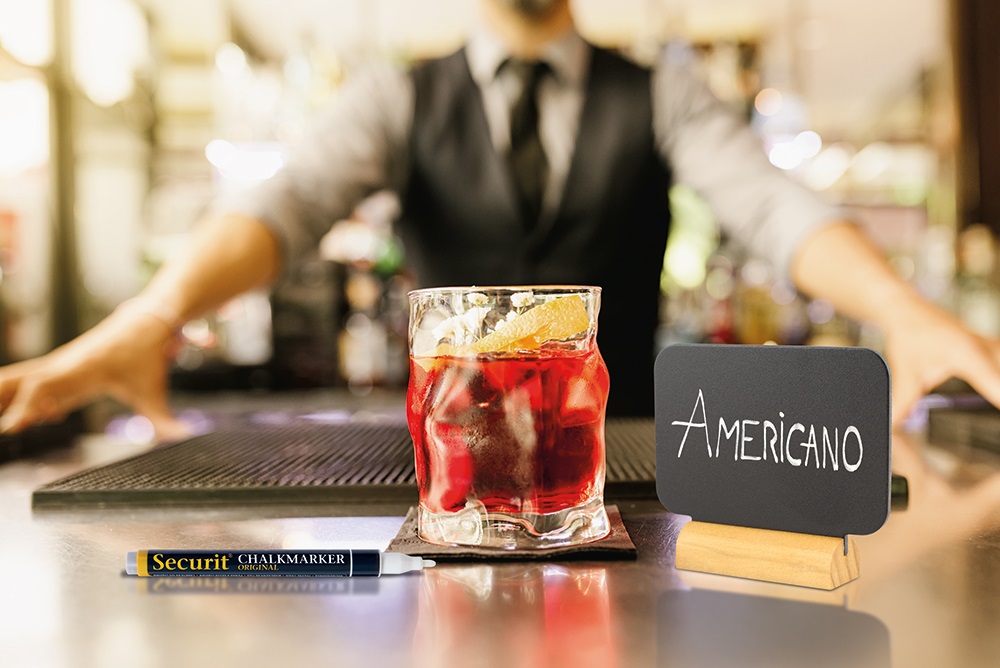 Securit Mini Lavagne Segnaposto - Set da 4 Pezzi - 7,5 x 9 x 2 cm - Forma Rettangolare - Base in Legno - Colore Nero