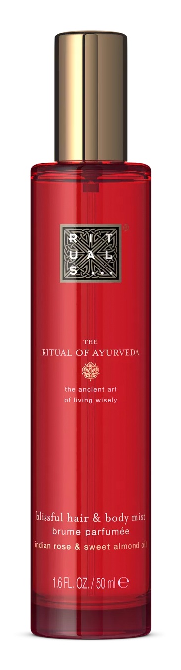 Rituals The Ritual of Ayurveda Hair & Body Mist 50 ml - Spray profumato per capelli e corpo con rosa indiana e olio di mandorle dolci, privo di alcool