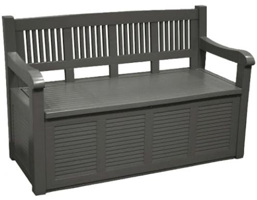 Koopman Panca in polipropilene antracite con box contenitore 265L - Dimensioni 130x60x85 cm, resistente agli agenti atmosferici, effetto legno