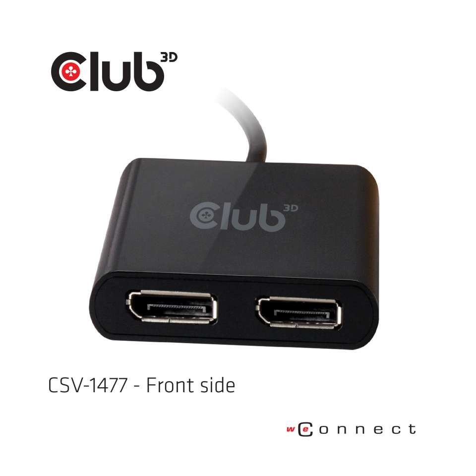CLUB3D USB3.2 Gen1 Type A to DisplayPort™ 1.2 Dual Monitor Video Splitter 4K 60Hz - 2x DisplayPort, Risoluzione 5120 x 2880 Pixel, Colore Nero