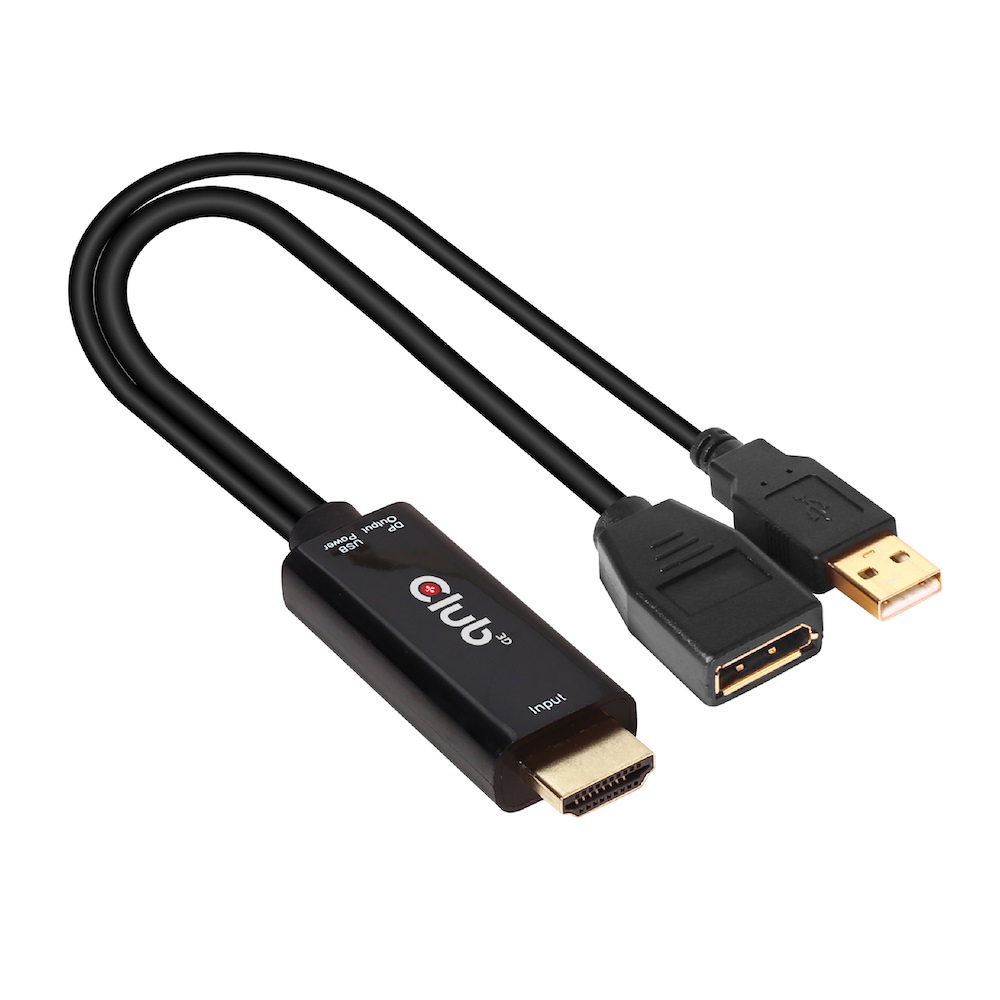Club 3D CAC-1331 - Adattatore attivo HDMI 2.0 a DisplayPort 1.2 4K60Hz HDR M/F, 0,25 m, Nero