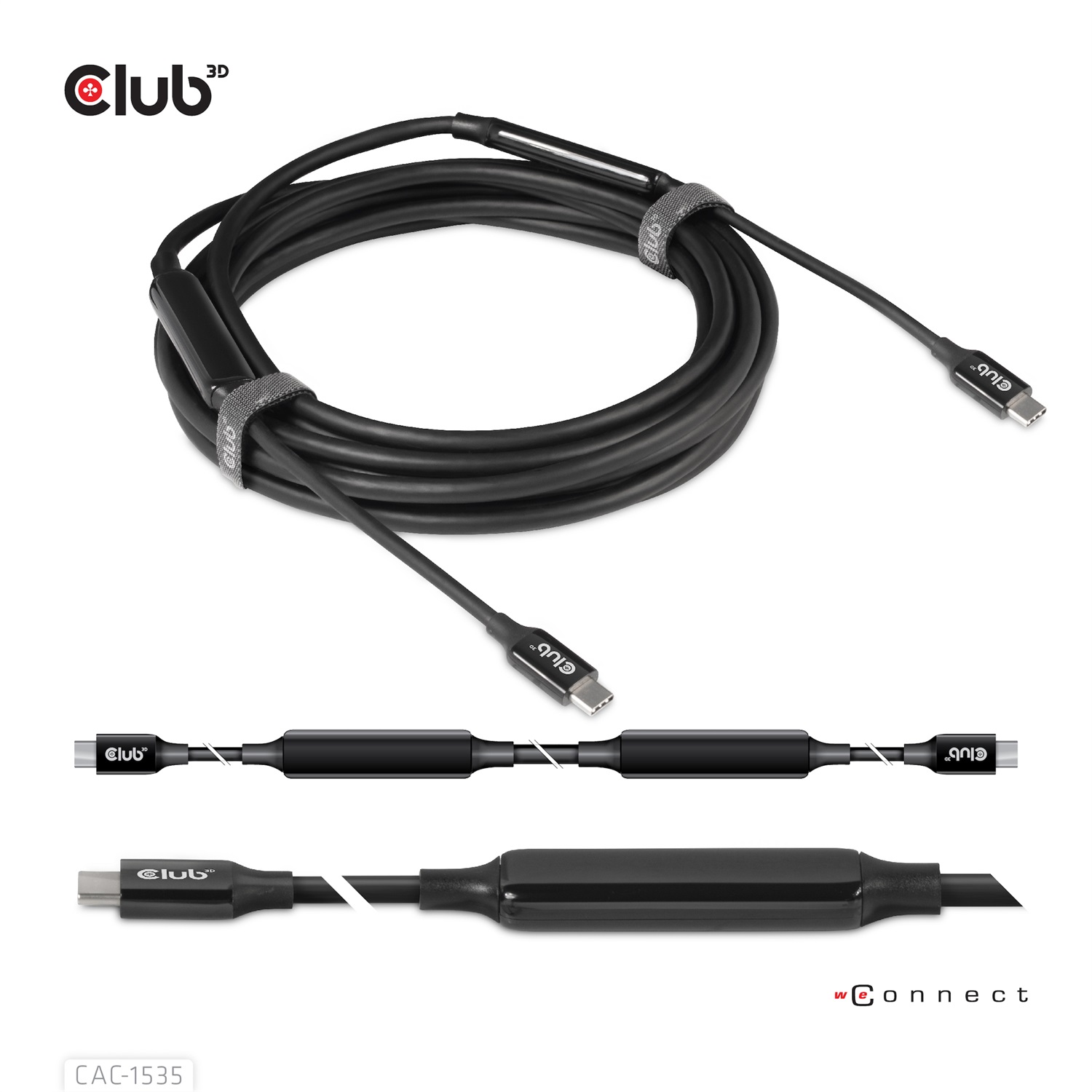 CLUB3D CAC-1535 Cavo USB C 3.2 Gen 2 (3.1 Gen 2) 5 m - 10 Gbit/s, Nero, Supporto fino a 8K 60Hz e 60W