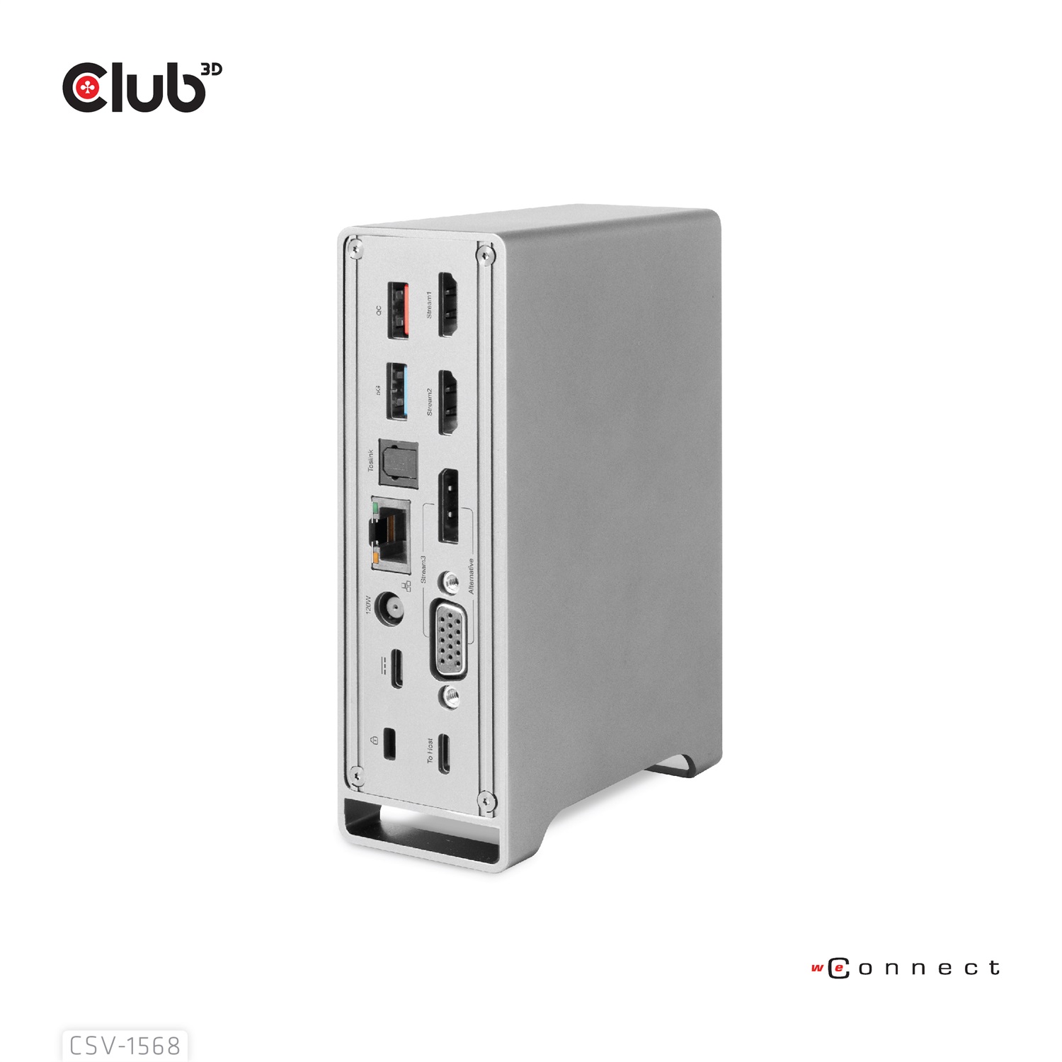 CLUB3D CSV-1568 Docking Station USB 3.2 Gen 2 Type-C Metallico con Triple Display e Supporto per Windows e Mac