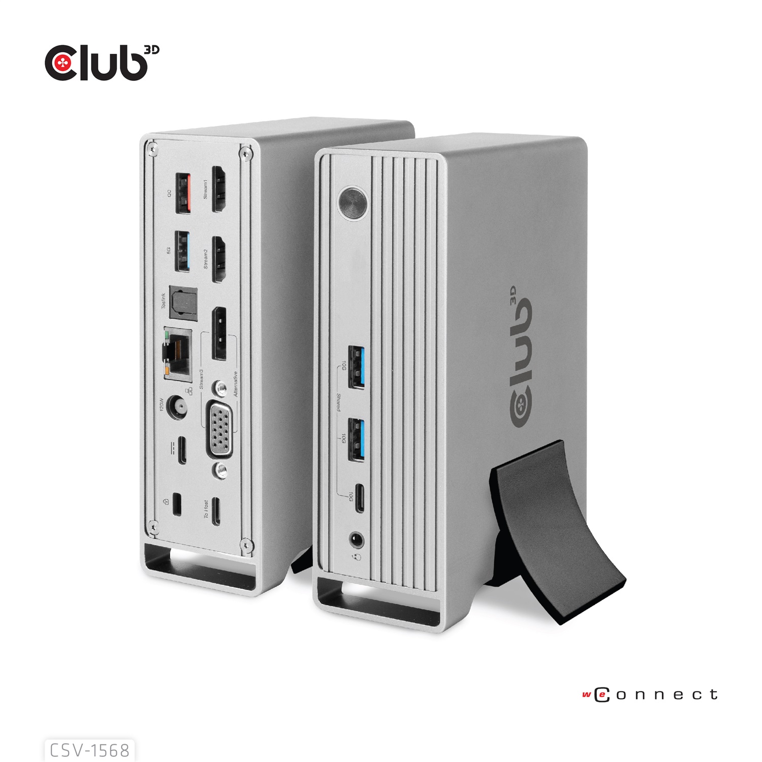 CLUB3D CSV-1568 Docking Station USB 3.2 Gen 2 Type-C Metallico con Triple Display e Supporto per Windows e Mac