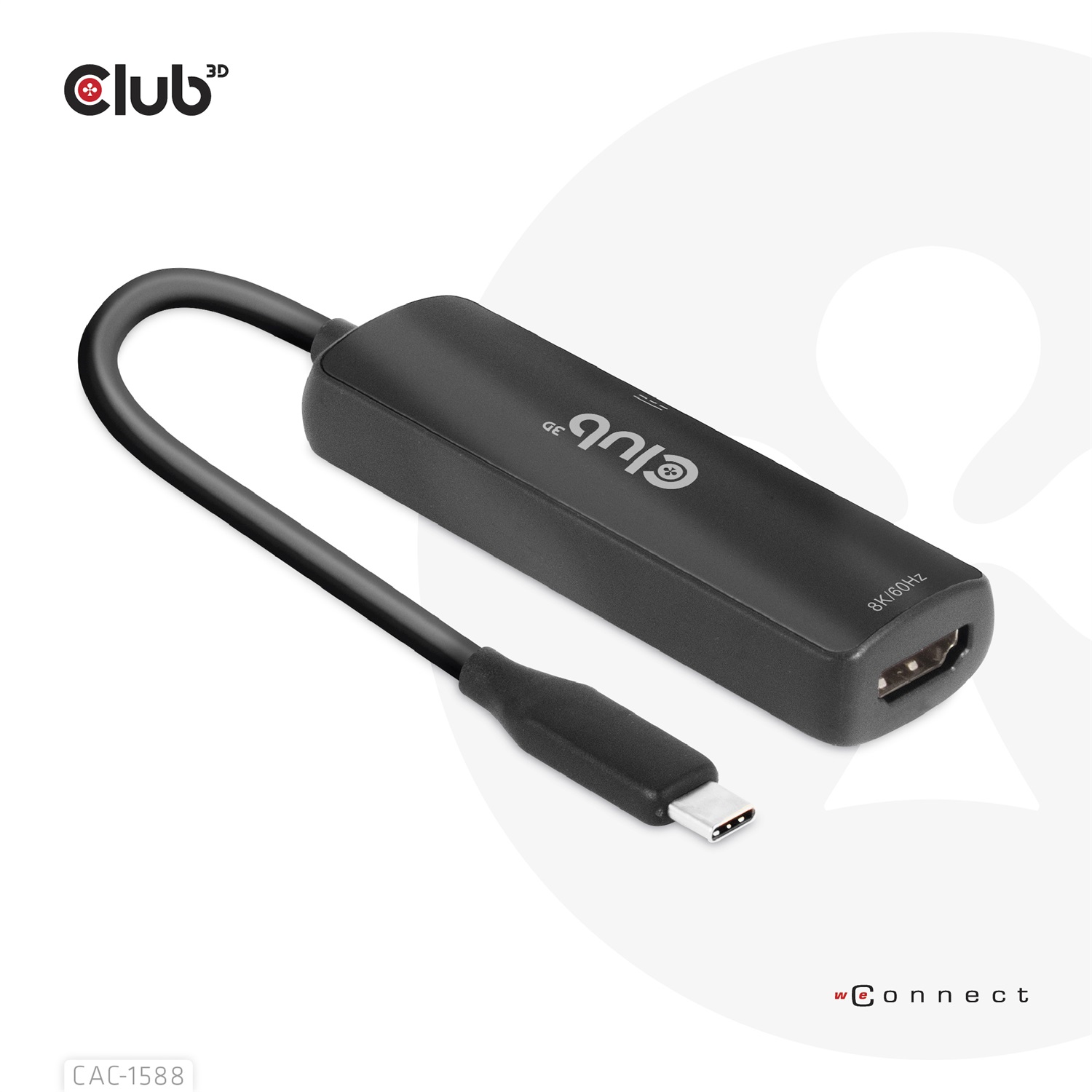 Club 3D CAC-1588 Cavo e Adattatore USB Tipo-C a HDMI 8K60Hz/4K120Hz HDR10, DSC1.2, Power Delivery 3.0 - 0,17 m