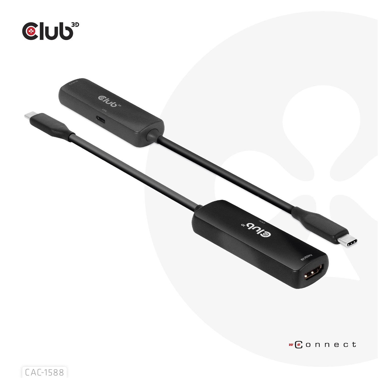 Club 3D CAC-1588 Cavo e Adattatore USB Tipo-C a HDMI 8K60Hz/4K120Hz HDR10, DSC1.2, Power Delivery 3.0 - 0,17 m
