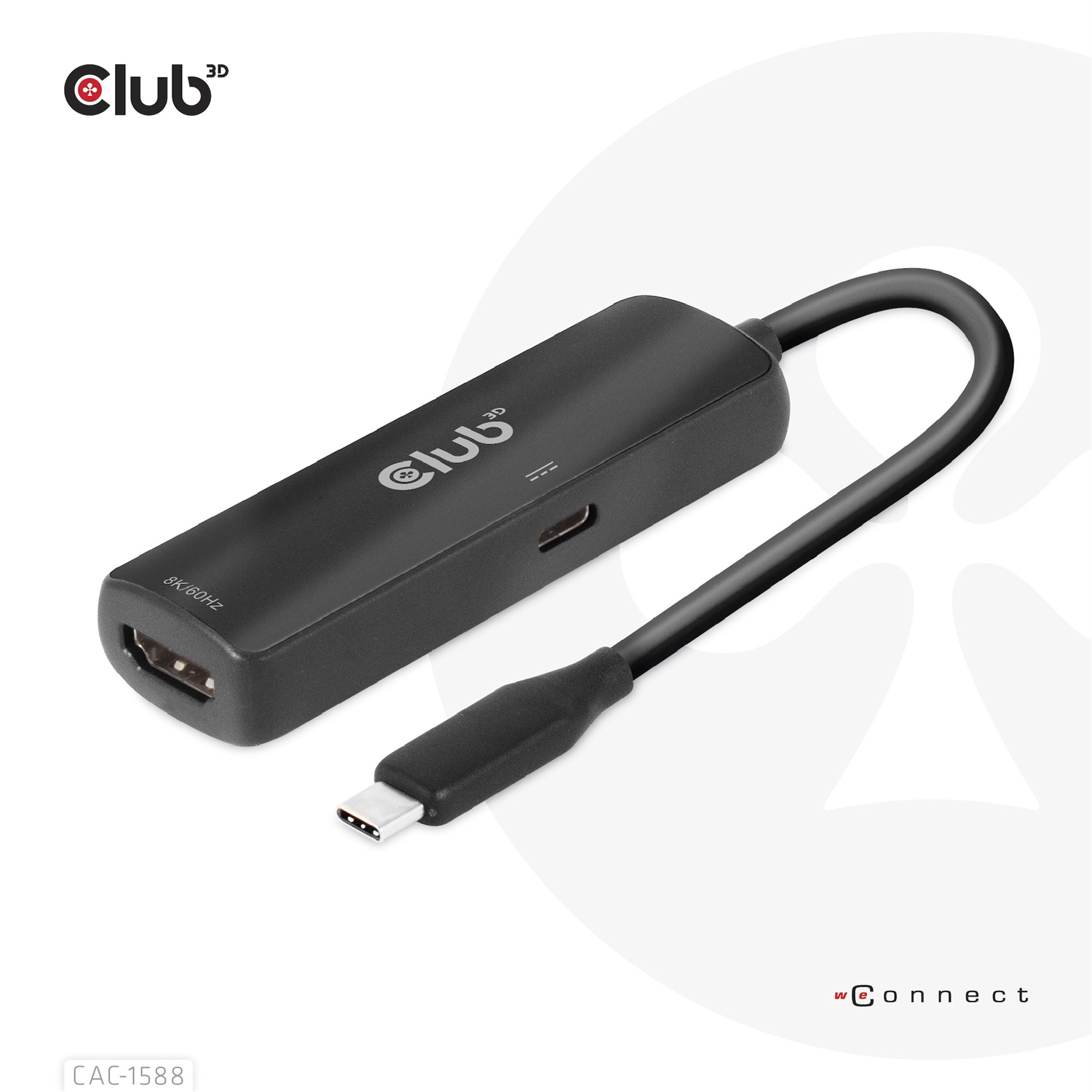 Club 3D CAC-1588 Cavo e Adattatore USB Tipo-C a HDMI 8K60Hz/4K120Hz HDR10, DSC1.2, Power Delivery 3.0 - 0,17 m