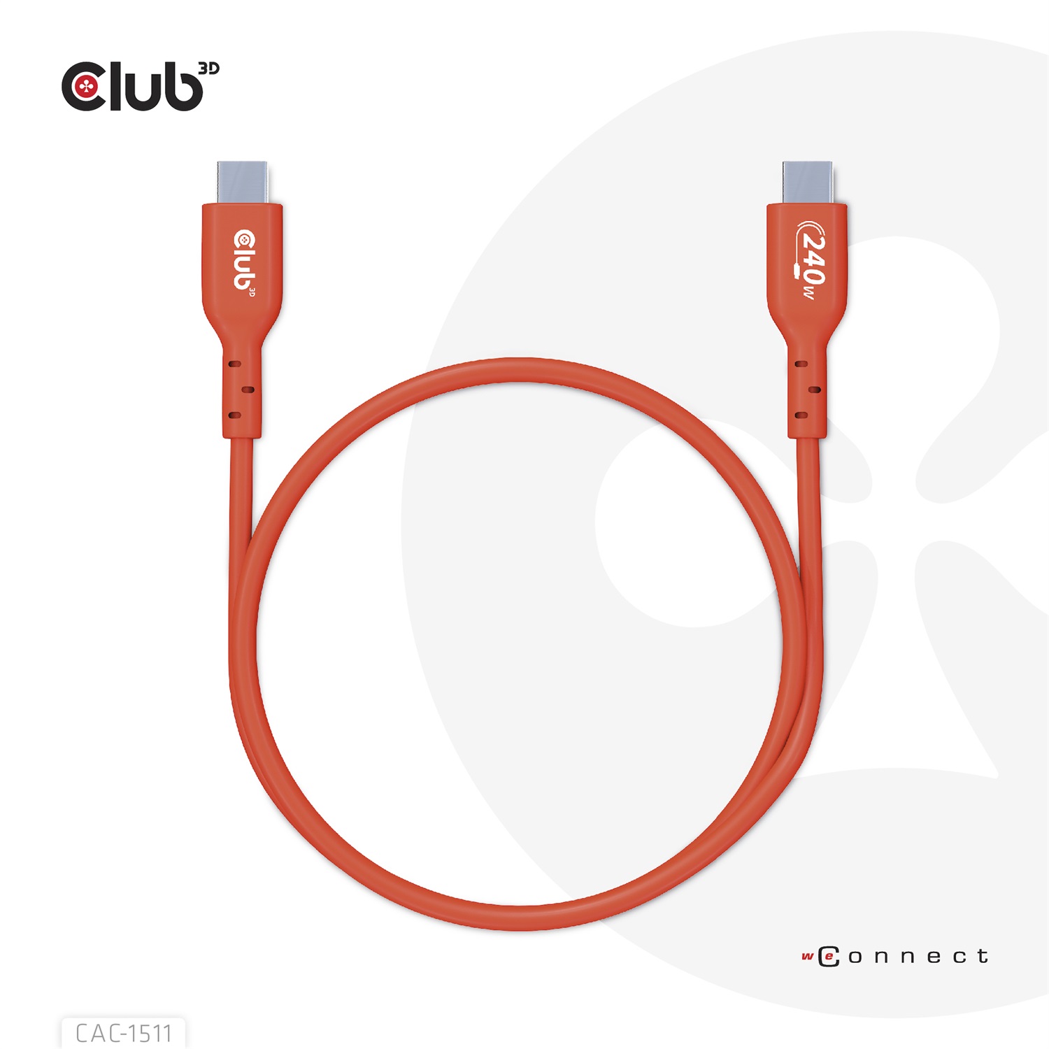 Club 3D CAC-1511 Cavo USB2 Tipo-C Bidirezionale Certificato USB-IF 1m 480Mb/s PD 240W