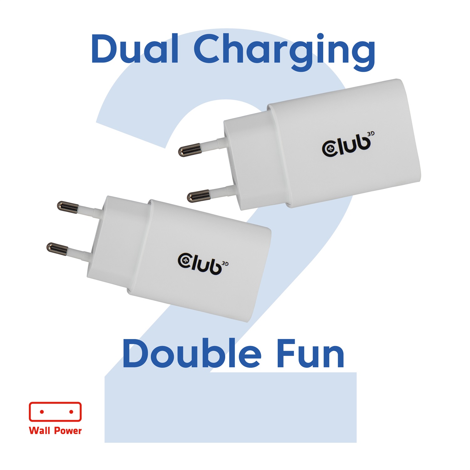 Club 3D CAC-3020 Caricatore USB-C da 30 Watt, 2 Pezzi, Bianco con Power Delivery 3.0