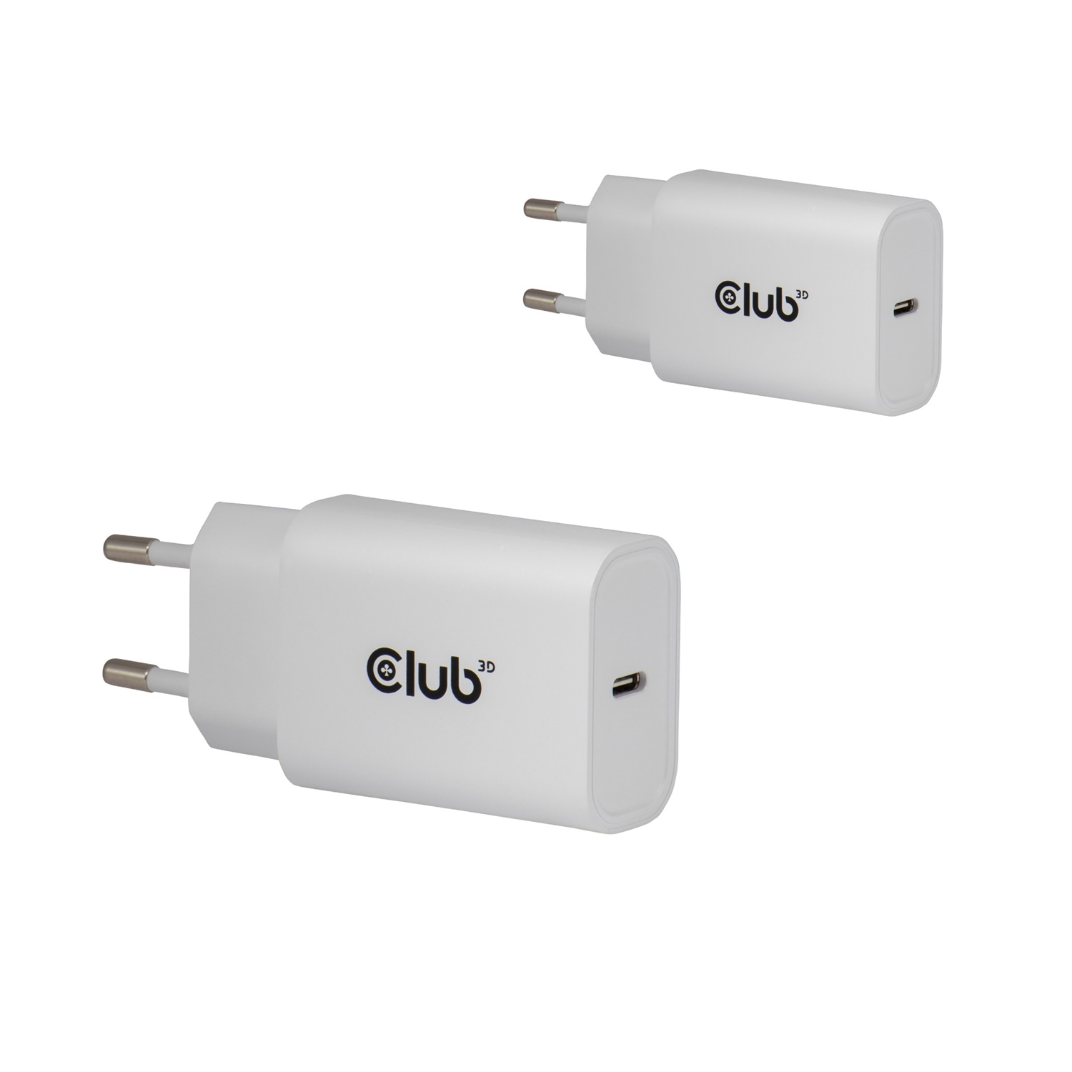 Club 3D CAC-3020 Caricatore USB-C da 30 Watt, 2 Pezzi, Bianco con Power Delivery 3.0